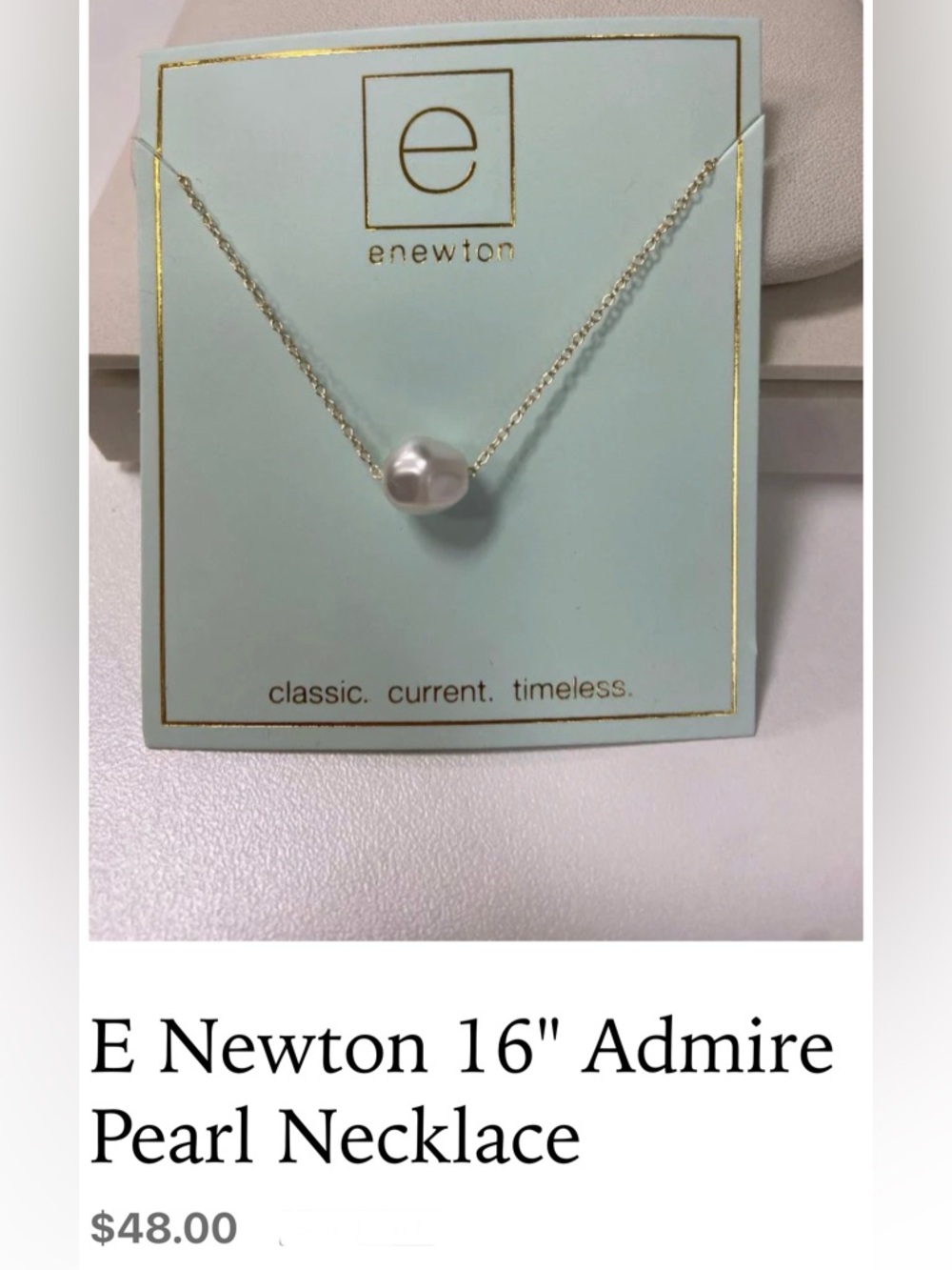 ENewton sterling Silver Chain with White Admire Pearl Pendant